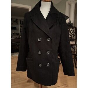 Black double-breasted peacoat.  Merona Sz Lg